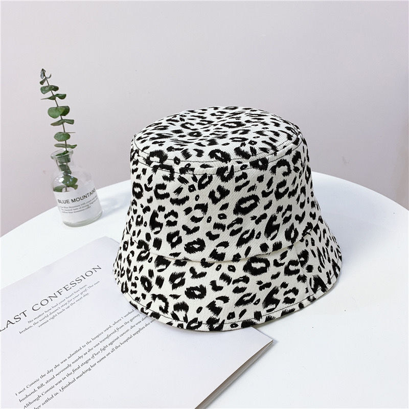 BK00033 Leopard Print Uformell Allsidig solkrem bøttehatt