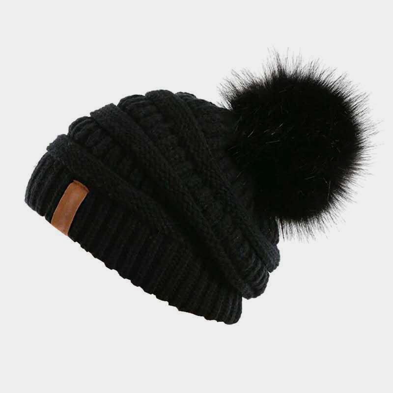 H00010 Avtakbar pels Pom Varm strikket lue