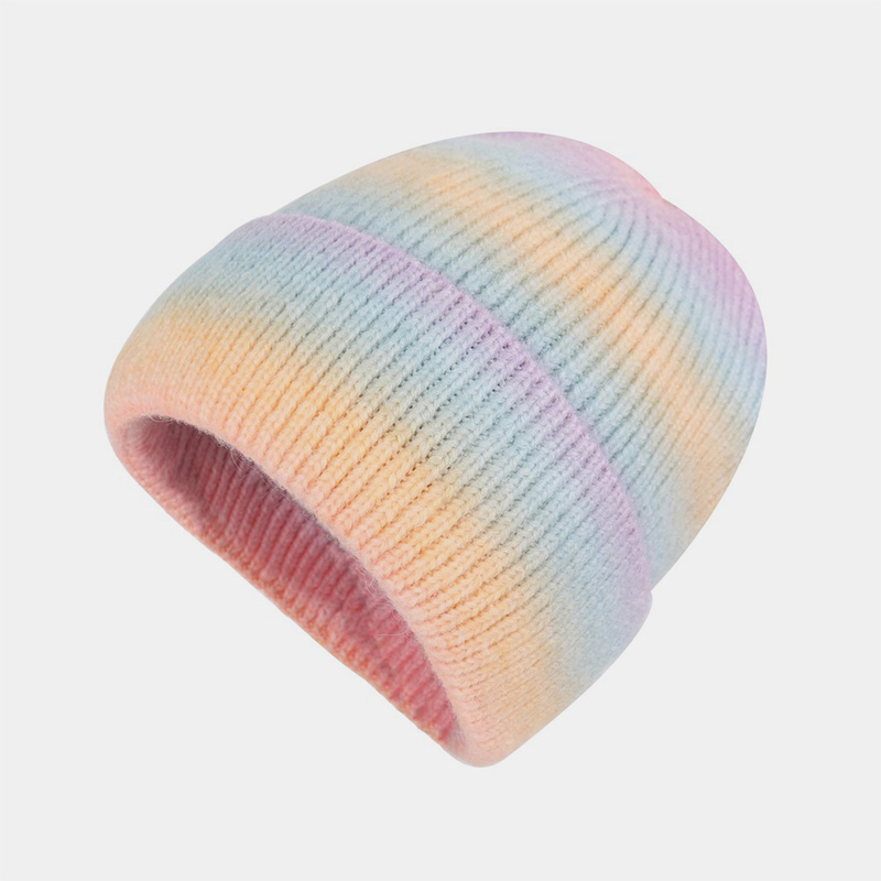 H00031 Flerfarget Tie-dyed Rainbow Akryl strikket lue