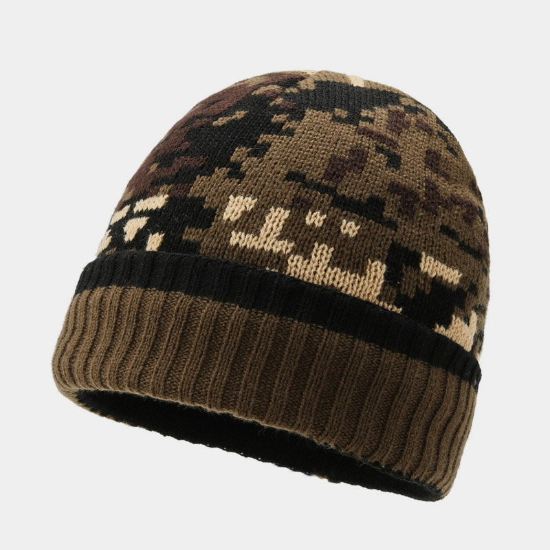 H00061 Camo og fleece strikkelue for menn