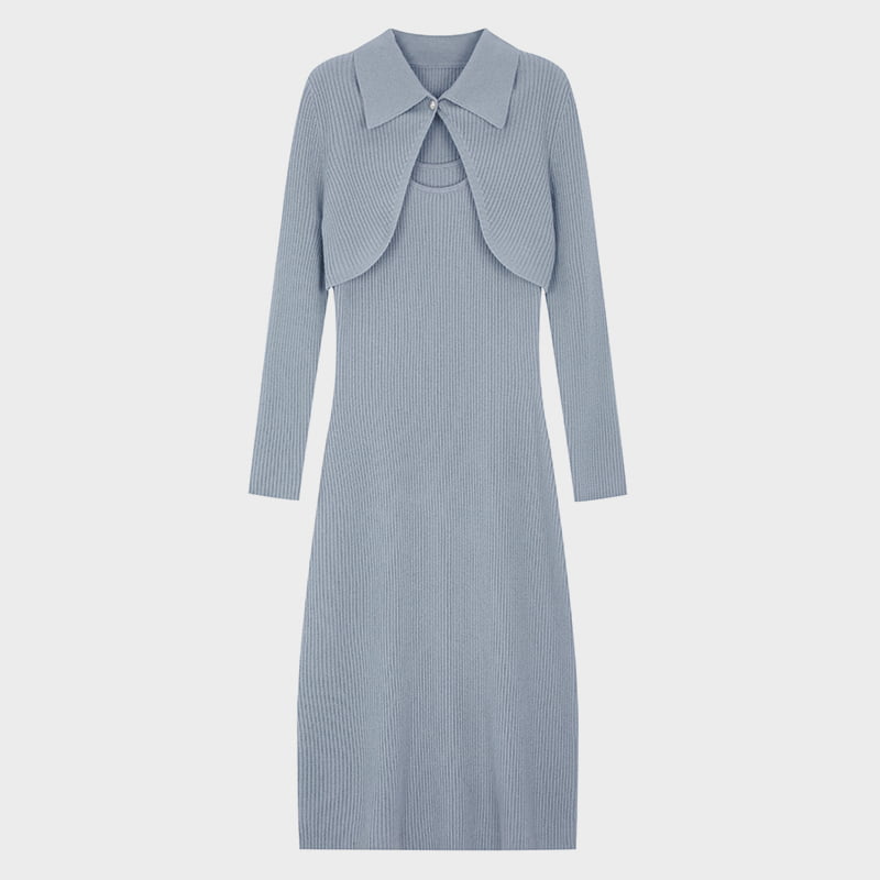 ML2206 Republikk Kina-stil strikket dress grime strikket kjole to sett