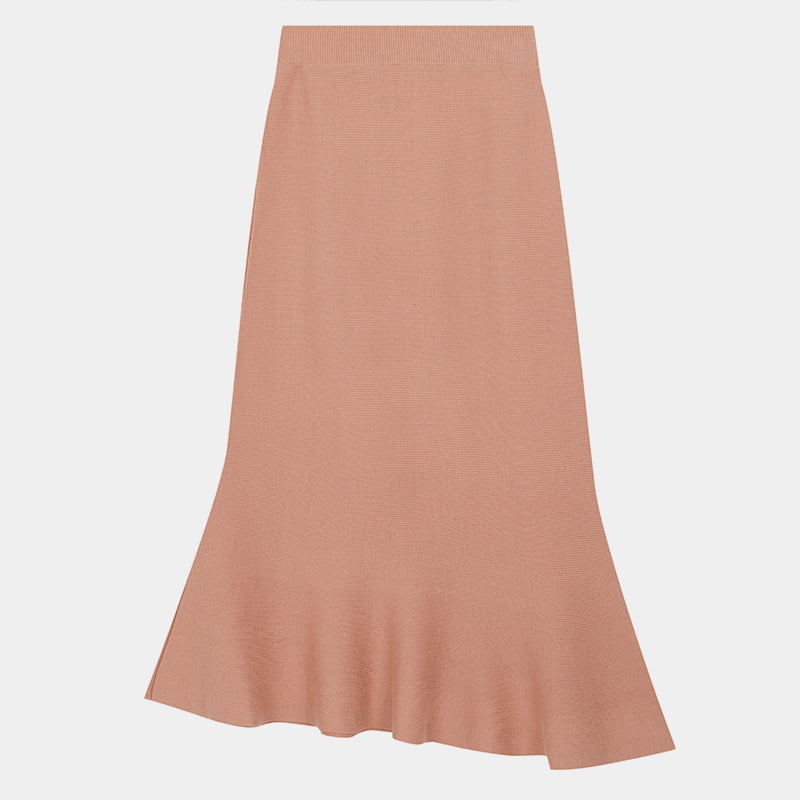 ML2235 Myk Elegant 100 % bomull A-linje fiskehalestrikket skjørt