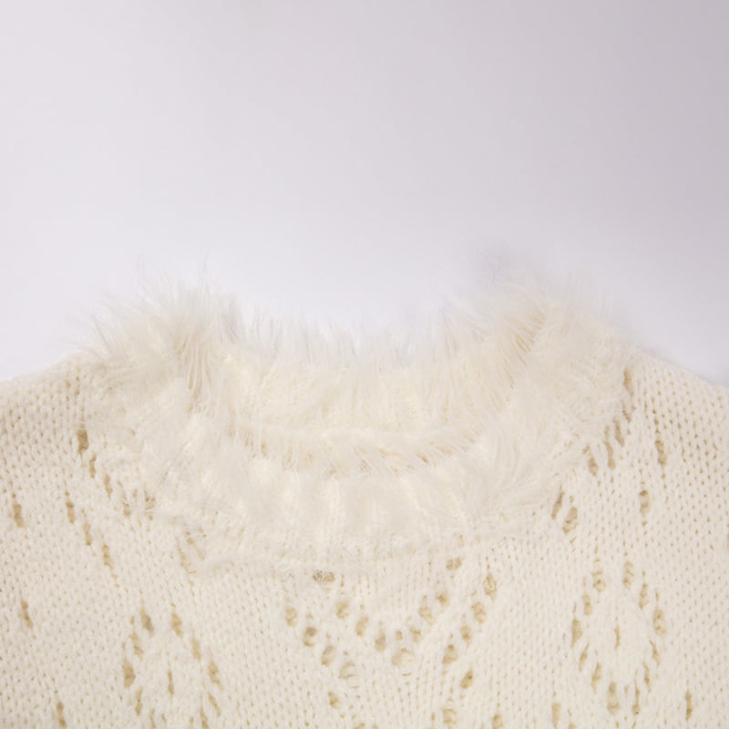 SM-K0043 Sommer Mohair ermeløs strikket kjole Fransk hulbunnskjole SM-K0043 Sommer Mohair ermeløs strikket kjole Fransk hulbunnskjole