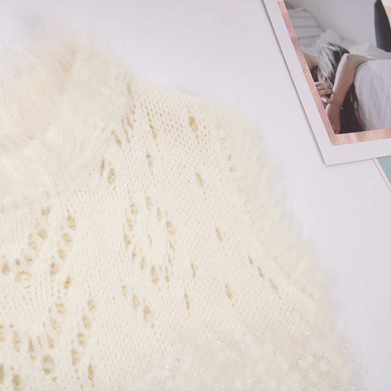 SM-K0043 Sommer Mohair ermeløs strikket kjole Fransk hulbunnskjole SM-K0043 Sommer Mohair ermeløs strikket kjole Fransk hulbunnskjole