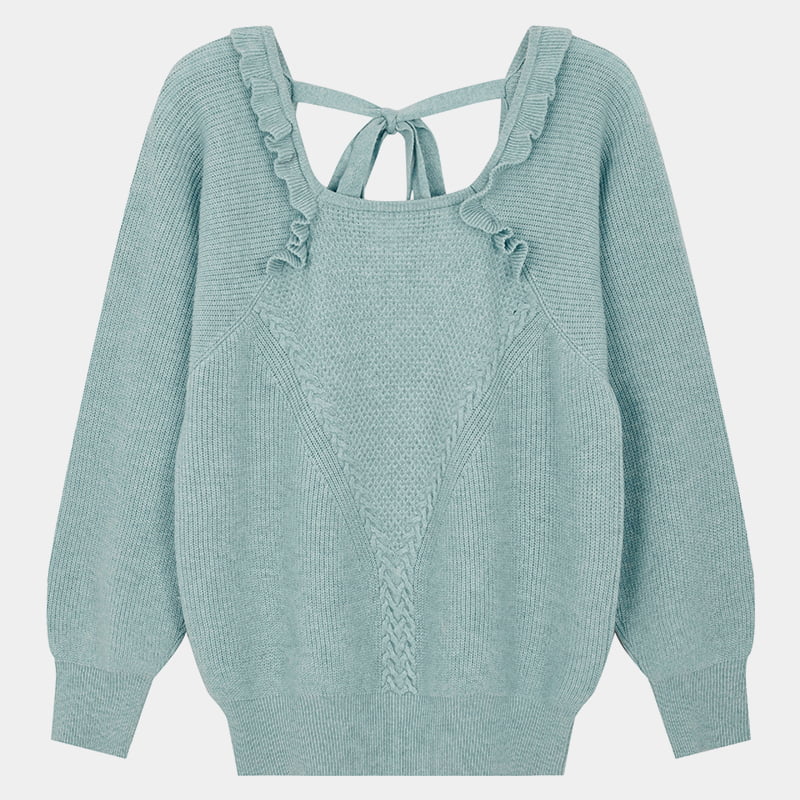 ML2216 Rygg Hollow Bubble Sleeve Strikket Genser Genser