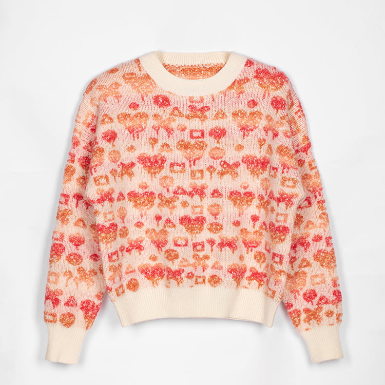 SM-K0038 Genser med rund hals for kvinner Søt tredimensjonalt mønster strikket genser SM-K0038 Genser med rund hals for kvinner Søt tredimensjonalt mønster strikket genser