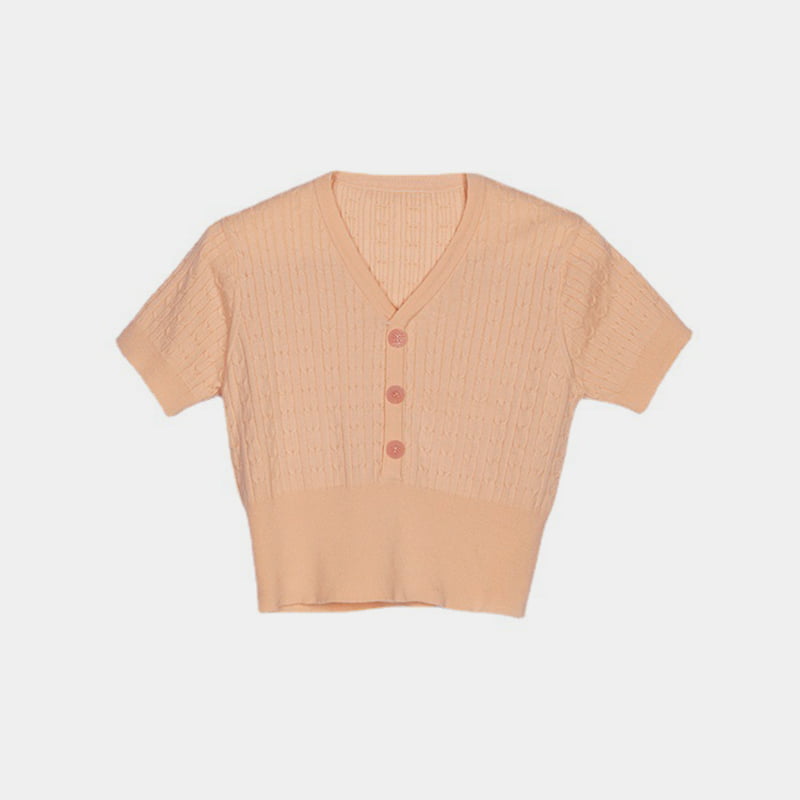 SM-K0002 V-hals i imitert lin, beskåret slim fit strikket genser for kvinner