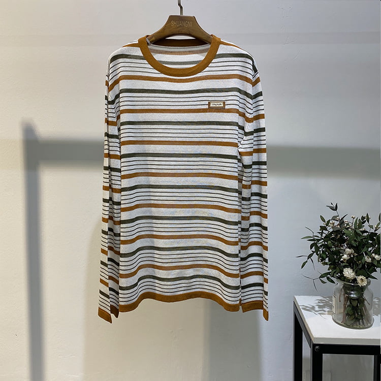 SM-K0004 Langermet Crew Striped Loose Sunblock Strikket Genser