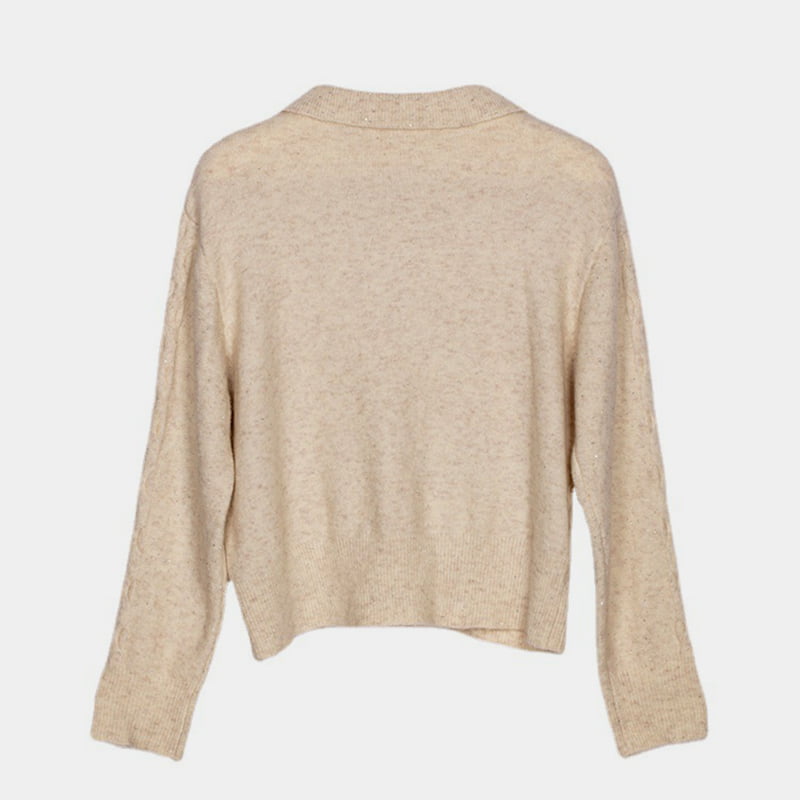 SM-K0012 Vår Høst Polo Lapel Ensfarget Uthult bunnstrikket genser SM-K0012 Vår Høst Polo Lapel Ensfarget Uthult bunnstrikket genser