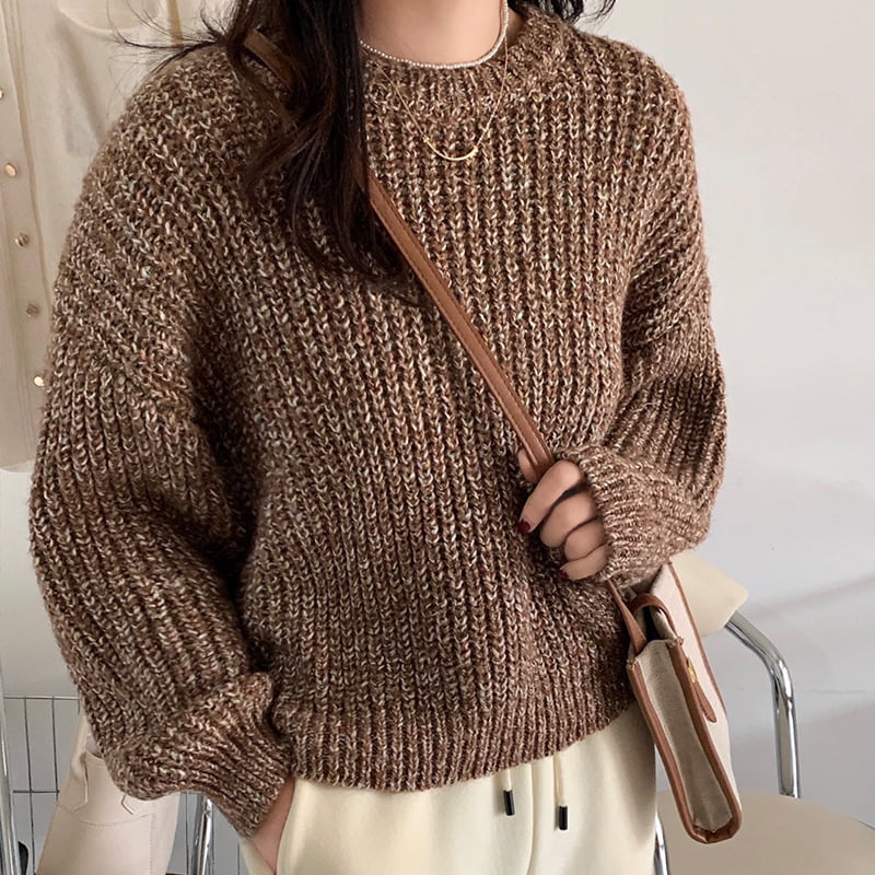 SM-K0028 Spring Lazy Crew Neck Fargerik myk voksaktig langermet strikket genser SM-K0028 Spring Lazy Crew Neck Fargerik myk voksaktig langermet strikket genser