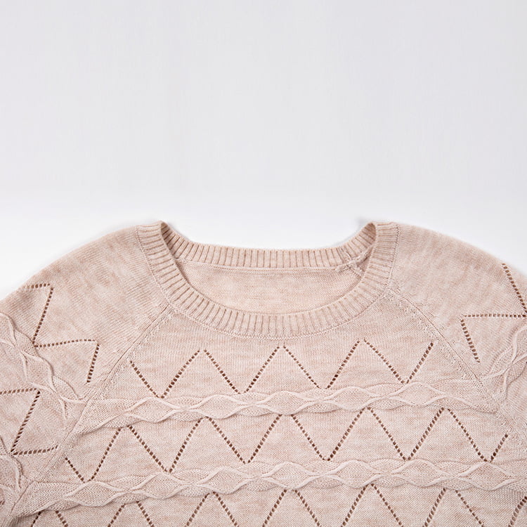 SM-K0042 Løs langermet strikket genser tynn bølget hulstrikket bunnskjorte SM-K0042 Løs langermet strikket genser tynn bølget hulstrikket bunnskjorte