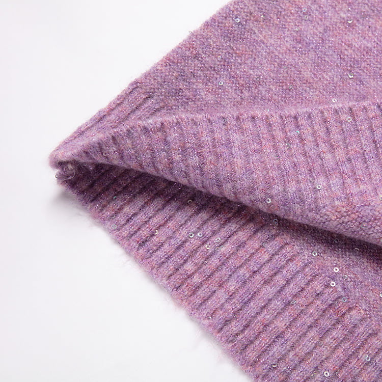 SM-K0040 V-hals beskåret paljettstrikket mohair-genser Super Fairy Cutout-ermer SM-K0040 V-hals beskåret paljettstrikket mohair-genser Super Fairy Cutout-ermer