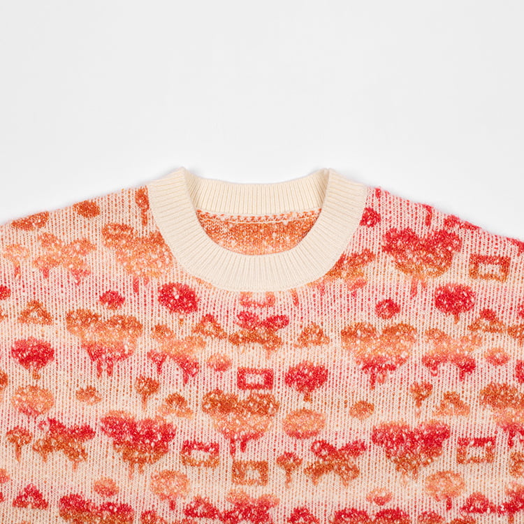 SM-K0038 Genser med rund hals for kvinner Søt tredimensjonalt mønster strikket genser SM-K0038 Genser med rund hals for kvinner Søt tredimensjonalt mønster strikket genser