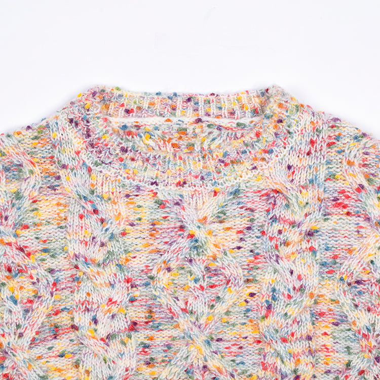 SM-K0033 Fargerik Polka Dot Sweet Wind Løs Turtleneck Genser Strikket Genser SM-K0033 Fargerik Polka Dot Sweet Wind Løs Turtleneck Genser Strikket Genser