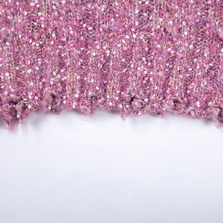 SM-K0037 Vår og høst Rundhals Halskant Rå hakk strikket genser for kvinner SM-K0037 Vår og høst Rundhals Halskant Rå hakk strikket genser for kvinner