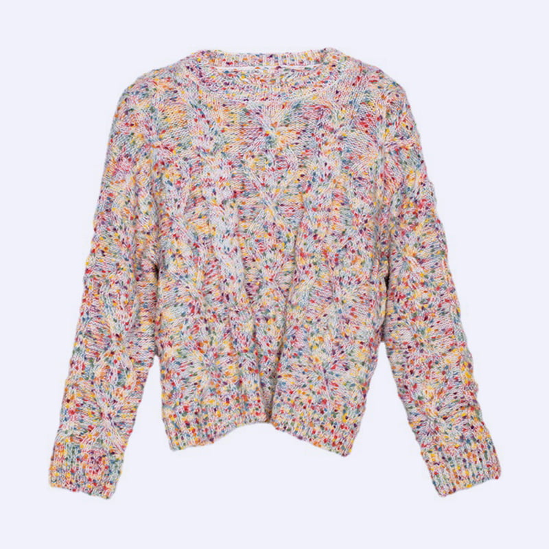 SM-K0033 Fargerik Polka Dot Sweet Wind Løs Turtleneck Genser Strikket Genser SM-K0033 Fargerik Polka Dot Sweet Wind Løs Turtleneck Genser Strikket Genser