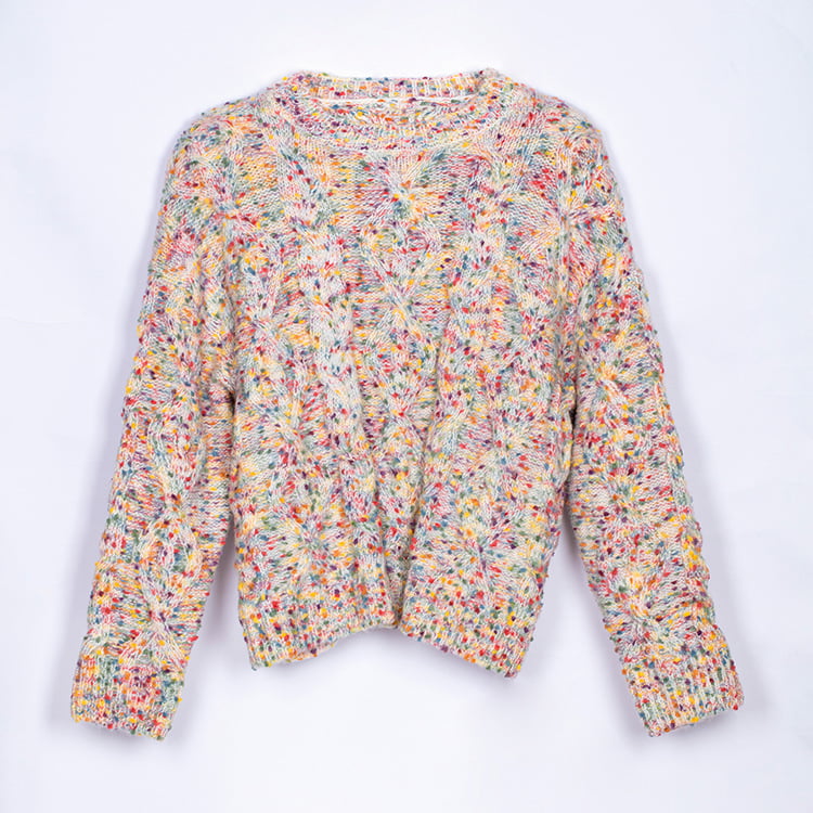 SM-K0033 Fargerik Polka Dot Sweet Wind Løs Turtleneck Genser Strikket Genser SM-K0033 Fargerik Polka Dot Sweet Wind Løs Turtleneck Genser Strikket Genser