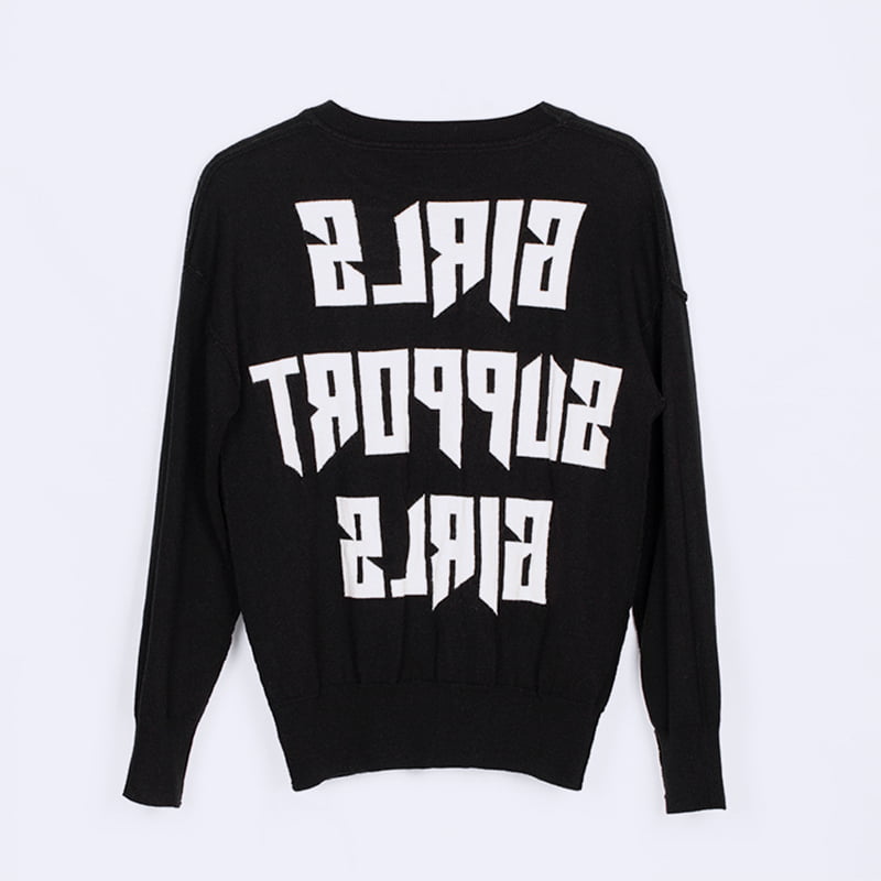 SM-K0048 Kvinne alfabet Jacquard Rundhals Langermet strikket genser SM-K0048 Kvinne alfabet Jacquard Rundhals Langermet strikket genser