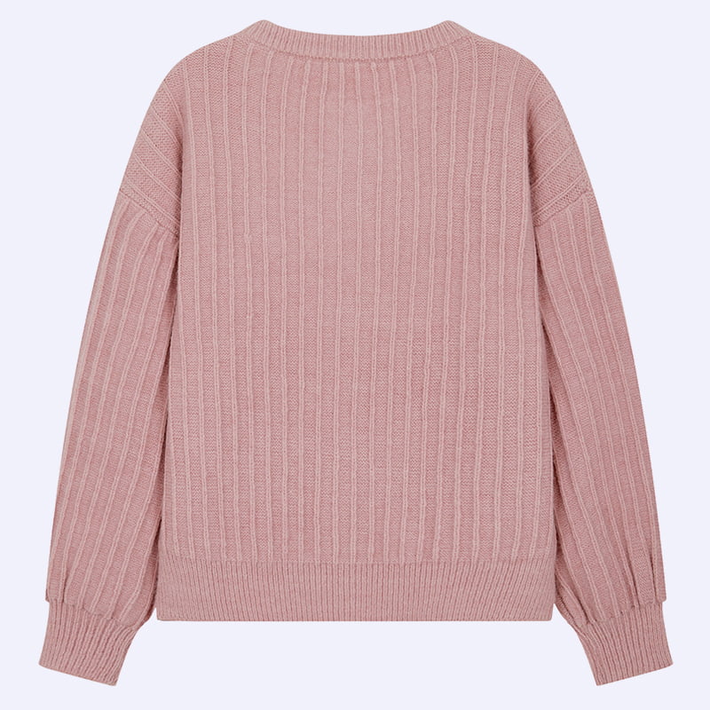 ML2211 Søt rundhals puffermet strikket cardigangenser ML2211 Søt rundhals puffermet strikket cardigangenser