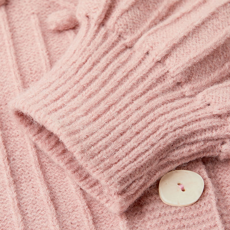 ML2211 Søt rundhals puffermet strikket cardigangenser ML2211 Søt rundhals puffermet strikket cardigangenser