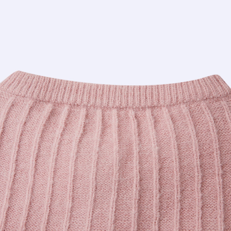 ML2211 Søt rundhals puffermet strikket cardigangenser ML2211 Søt rundhals puffermet strikket cardigangenser