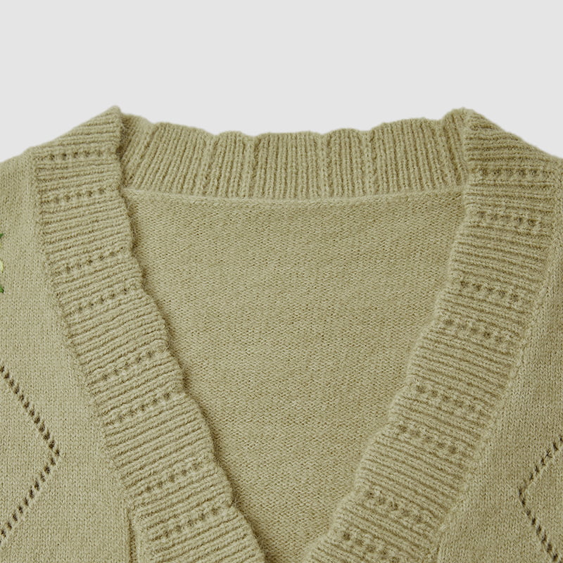 ML2213 Retro japansk avokadogrønn håndlaget strikket cardiganjakke ML2213 Retro japansk avokadogrønn håndlaget strikket cardiganjakke