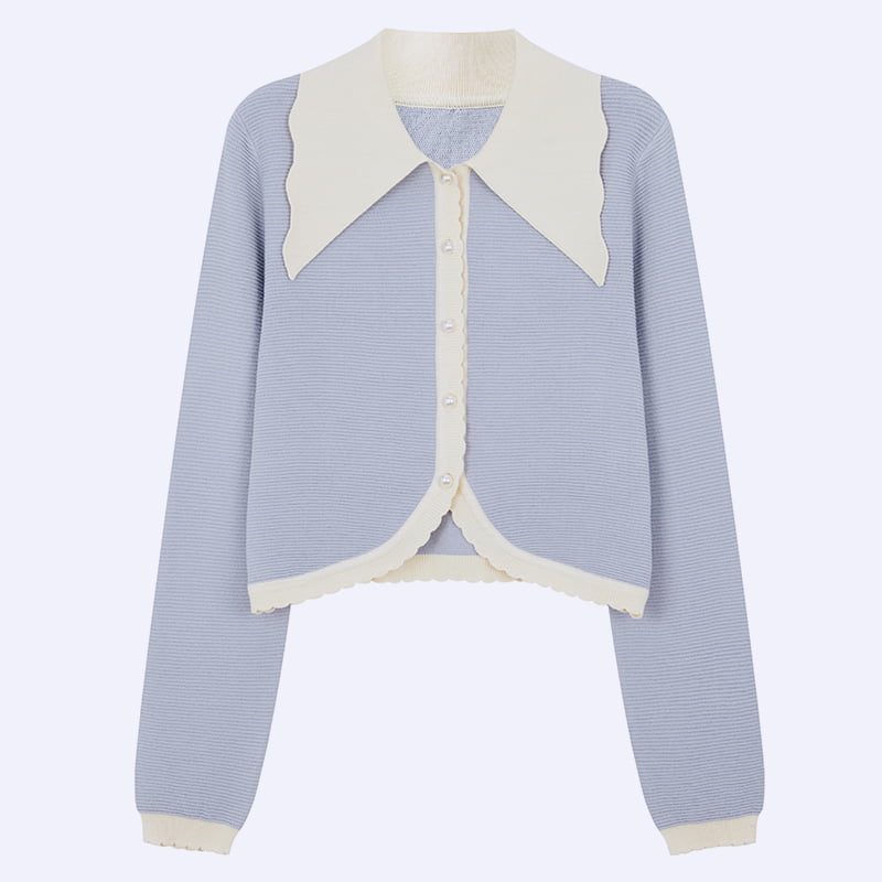 ML2210 fransk dukkekrage perlespenne Kjernespunnet garnstrikket cardigan ML2210 fransk dukkekrage perlespenne Kjernespunnet garnstrikket cardigan