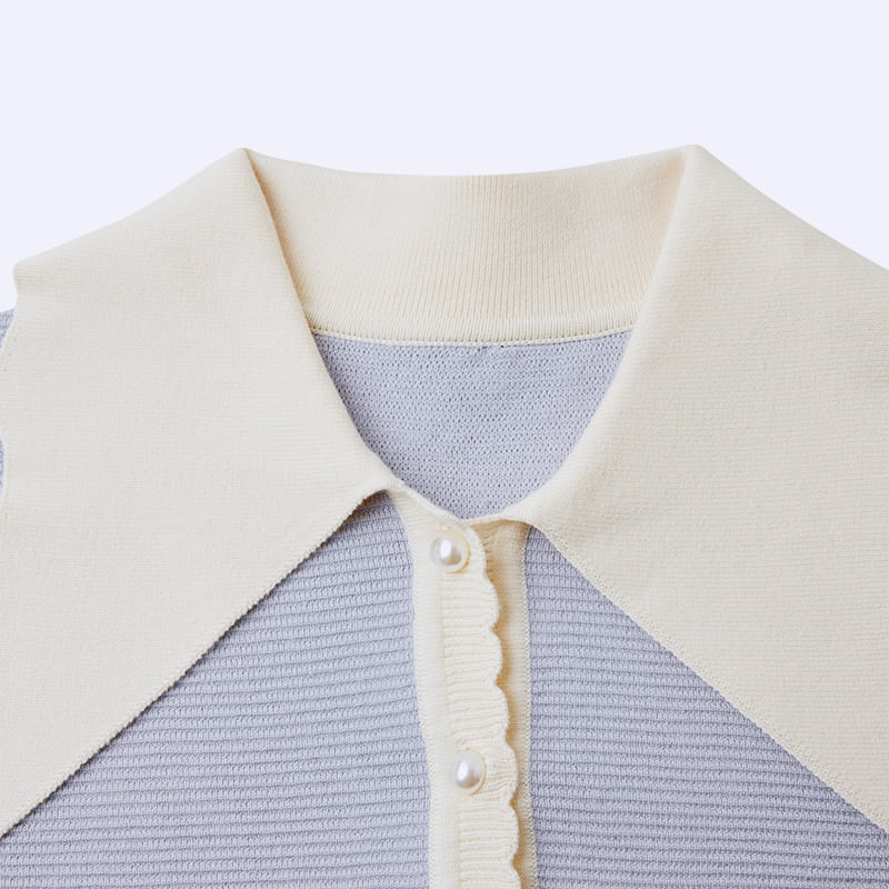 ML2210 fransk dukkekrage perlespenne Kjernespunnet garnstrikket cardigan ML2210 fransk dukkekrage perlespenne Kjernespunnet garnstrikket cardigan