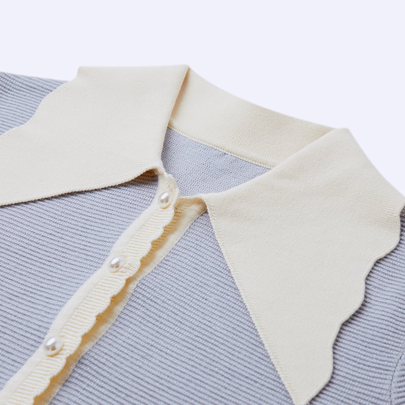 ML2210 fransk dukkekrage perlespenne Kjernespunnet garnstrikket cardigan ML2210 fransk dukkekrage perlespenne Kjernespunnet garnstrikket cardigan