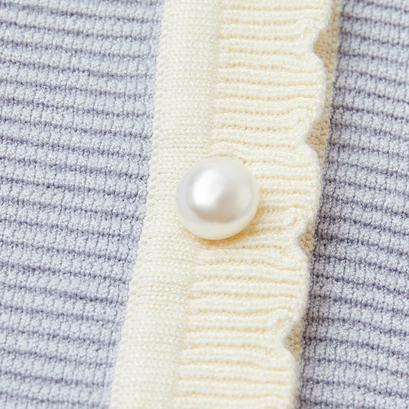 ML2210 fransk dukkekrage perlespenne Kjernespunnet garnstrikket cardigan ML2210 fransk dukkekrage perlespenne Kjernespunnet garnstrikket cardigan