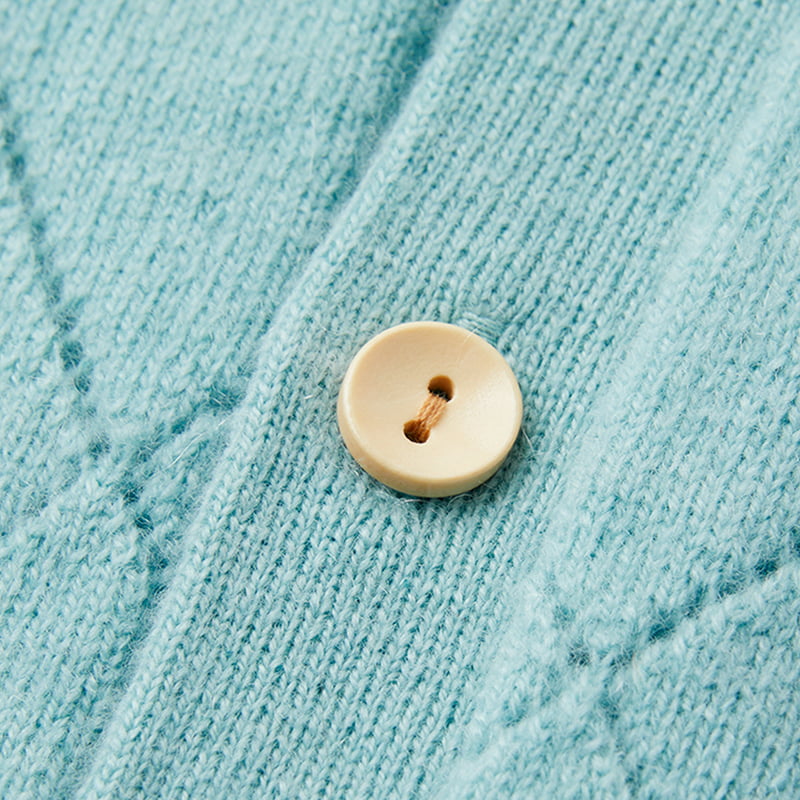 ML2212 Diamond Hollow Neckline Ribbon Design Strikket Cardigan Genser ML2212 Diamond Hollow Neckline Ribbon Design Strikket Cardigan Genser