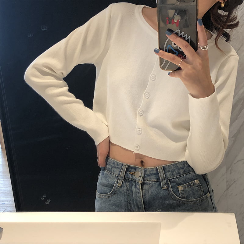 SM-K0016 Kort stil Langermet løshals Tynn damegenser strikket cardigan SM-K0016 Kort stil Langermet løshals Tynn damegenser strikket cardigan