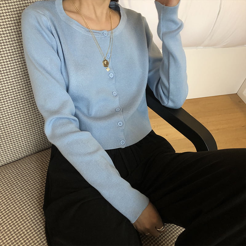 SM-K0016 Kort stil Langermet løshals Tynn damegenser strikket cardigan SM-K0016 Kort stil Langermet løshals Tynn damegenser strikket cardigan