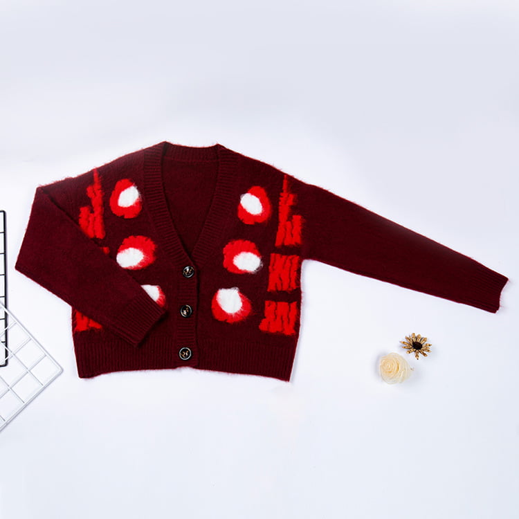 SM-K0030 Høst/vinter Jacquard Flecked Kontrastfarge fortykket strikket cardigan for kvinner SM-K0030 Høst/vinter Jacquard Flecked Kontrastfarge fortykket strikket cardigan for kvinner