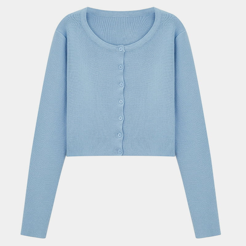 SM-K0016 Kort stil Langermet løshals Tynn damegenser strikket cardigan