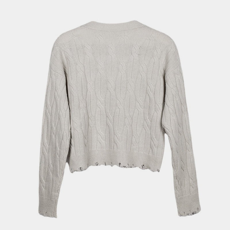 SM-K0013 Høst/Vinter Tredimensjonal Twist Genser V-hals strikket cardigan SM-K0013 Høst/Vinter Tredimensjonal Twist Genser V-hals strikket cardigan