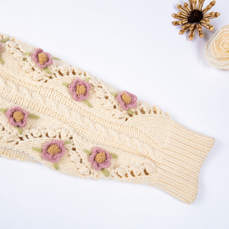 SM-K0008 Løs retro manuell krok Langermet genser strikket cardigan for kvinner SM-K0008 Løs retro manuell krok Langermet genser strikket cardigan for kvinner