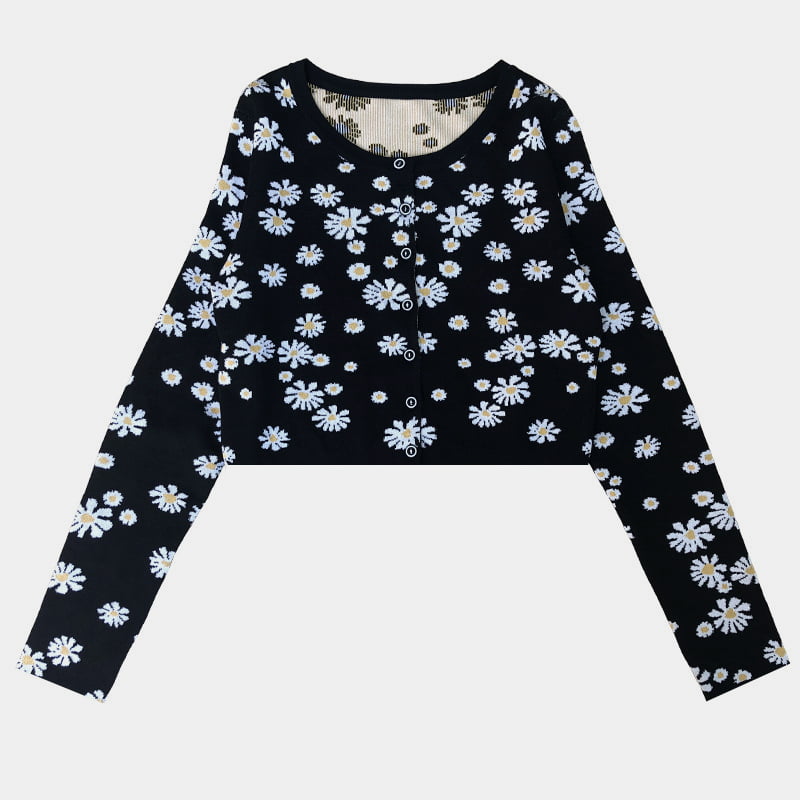 SM-K0009 Liten tusenfryd strikket genser dame slank strikket cardiganjakke
