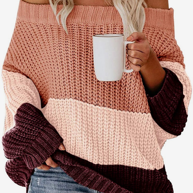 SM-K0080 Rundhals Langermet Kontrast Patchwork Ull Strikket Genser SM-K0080 Rundhals Langermet Kontrast Patchwork Ull Strikket Genser