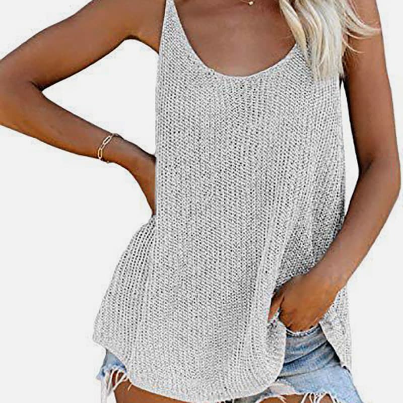 SM-K0065 U-hals Tynn Og Løs Strikket Vest SM-K0065 U-hals Tynn Og Løs Strikket Vest