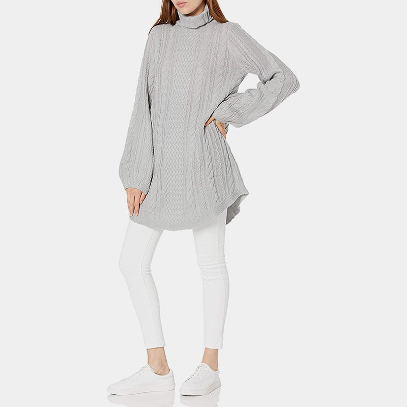 SM-K0053 Strikket genser med høy krage med løs lanterneerm