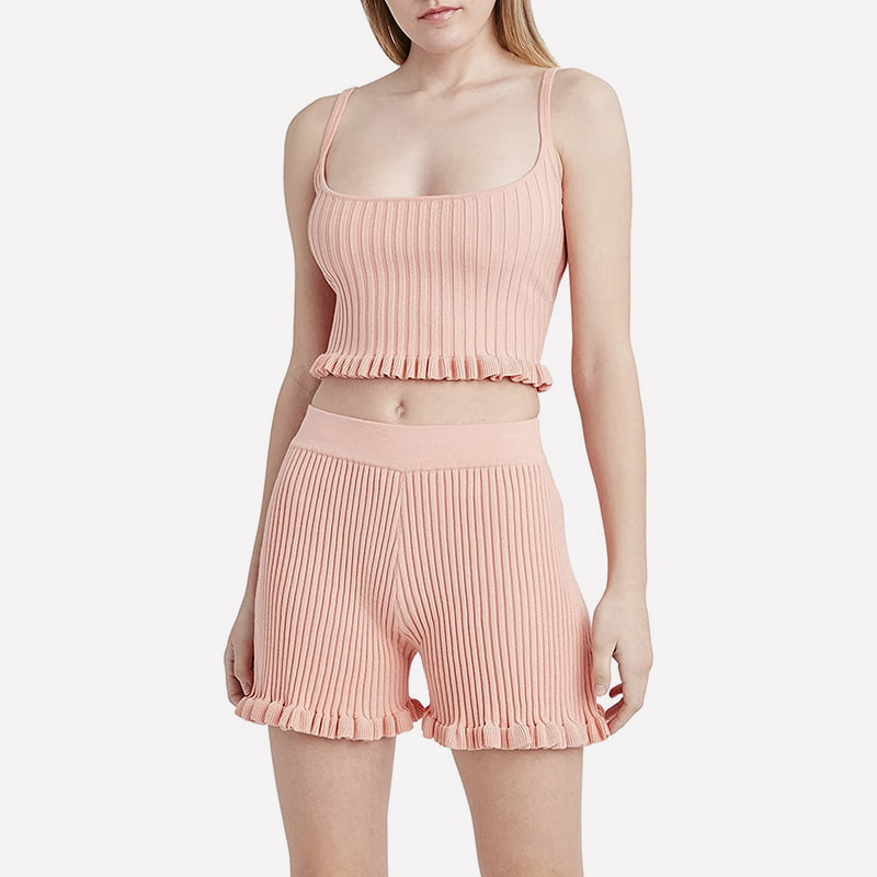 SM-K0054 U-hals ermeløs vest og shorts strikket dress
