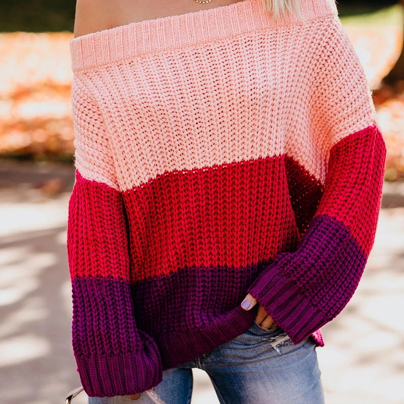 SM-K0080 Rundhals Langermet Kontrast Patchwork Ull Strikket Genser SM-K0080 Rundhals Langermet Kontrast Patchwork Ull Strikket Genser