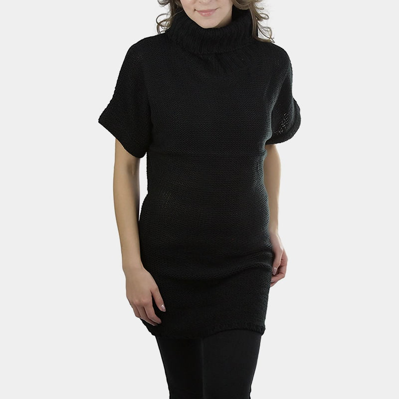 SM-K0067 Strikket genser med høy krage i midjelengde med korte ermer SM-K0067 Strikket genser med høy krage i midjelengde med korte ermer