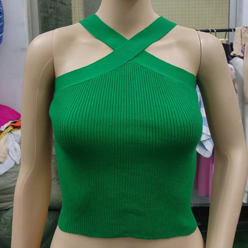 SM-K0106 Cross Strap Hengende Hals Ermeløs strikkevest SM-K0106 Cross Strap Hengende Hals Ermeløs strikkevest