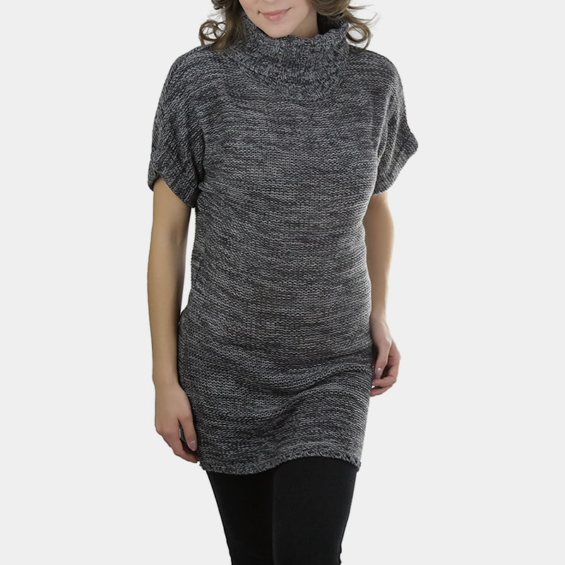 SM-K0067 Strikket genser med høy krage i midjelengde med korte ermer SM-K0067 Strikket genser med høy krage i midjelengde med korte ermer