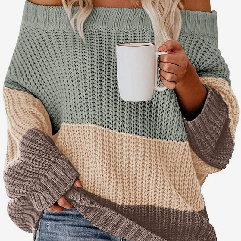 SM-K0080 Rundhals Langermet Kontrast Patchwork Ull Strikket Genser SM-K0080 Rundhals Langermet Kontrast Patchwork Ull Strikket Genser