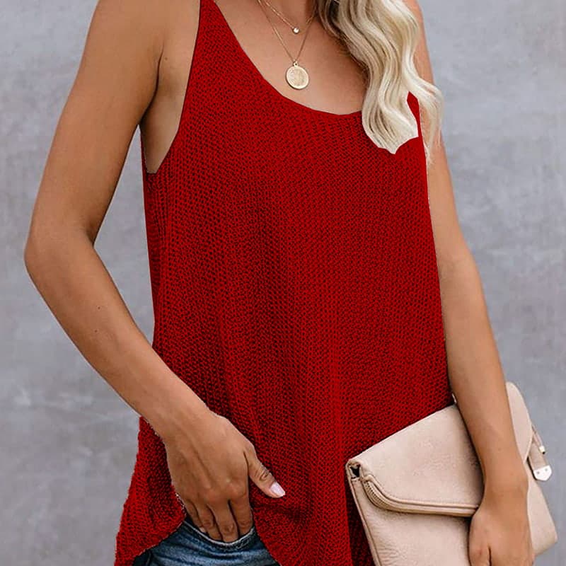 SM-K0065 U-hals Tynn Og Løs Strikket Vest SM-K0065 U-hals Tynn Og Løs Strikket Vest