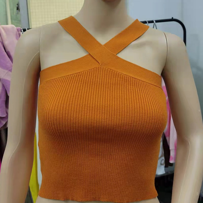 SM-K0106 Cross Strap Hengende Hals Ermeløs strikkevest SM-K0106 Cross Strap Hengende Hals Ermeløs strikkevest