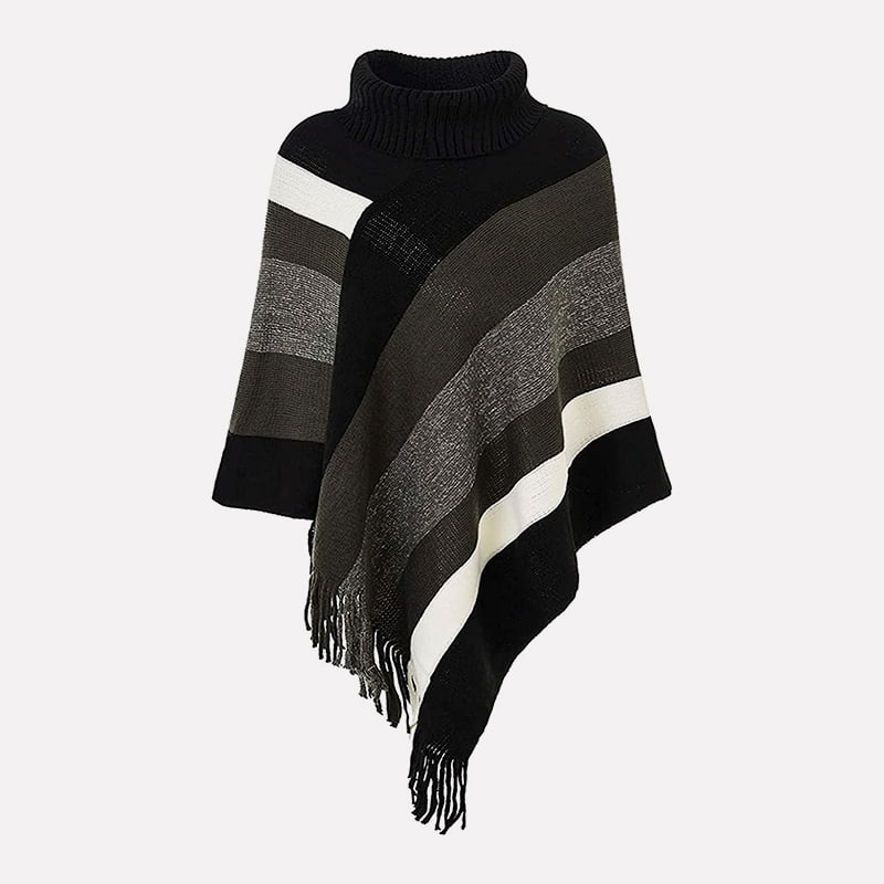 SM-K0093 Løs genser Stripete strikket Cape genser strikket genser SM-K0093 Løs genser Stripete strikket Cape genser strikket genser